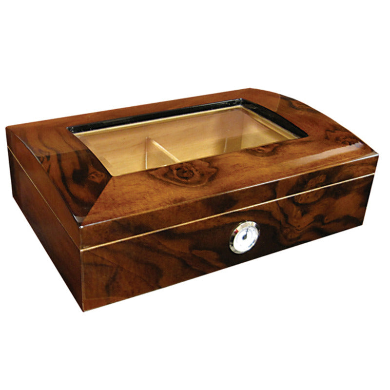 Addison Luxe Walnut Burl Storage with Beveled Glass Lid
