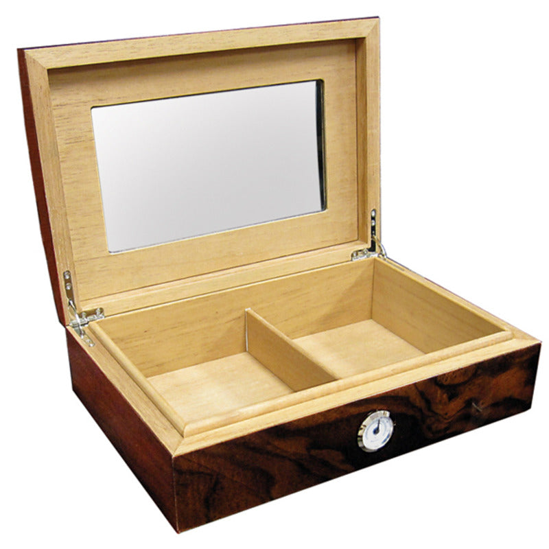 Addison Luxe Walnut Burl Storage with Beveled Glass Lid