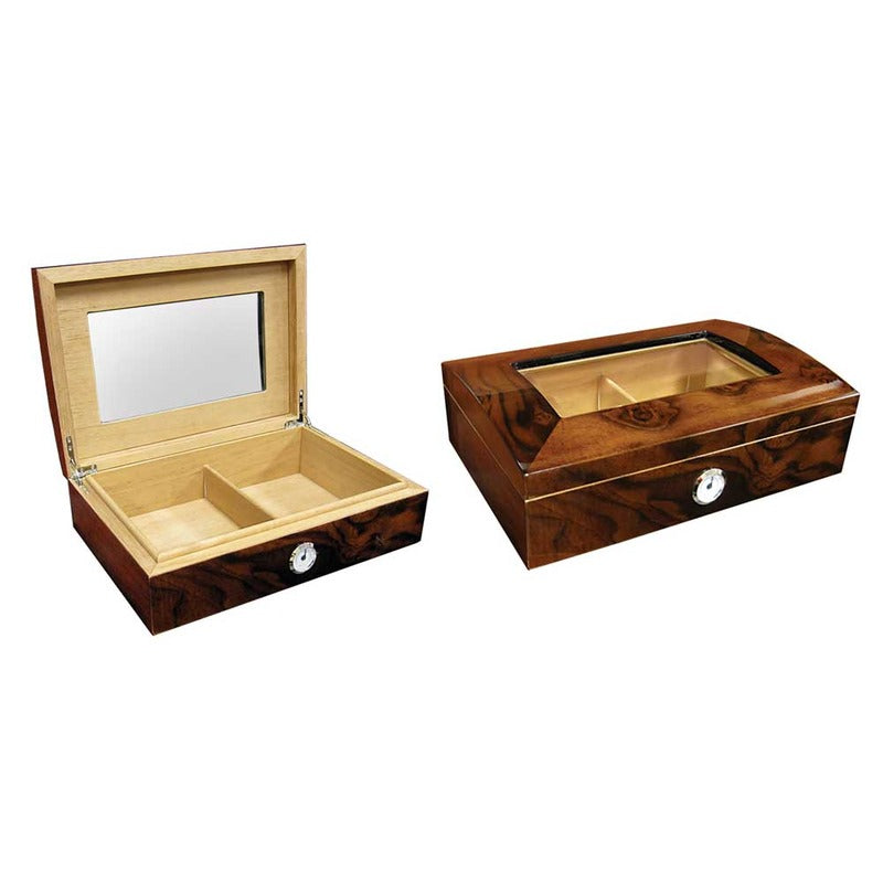 Addison Luxe Walnut Burl Storage with Beveled Glass Lid