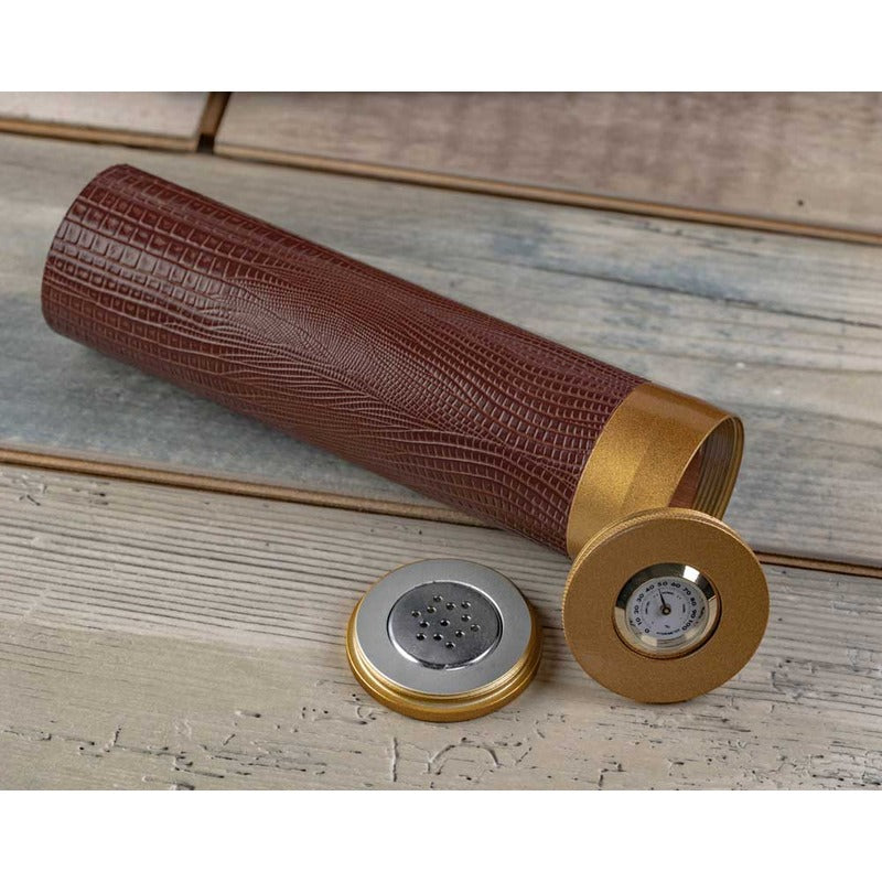 Luxury Leather Humidor Case with Magnetic Hygrometer & Cutter