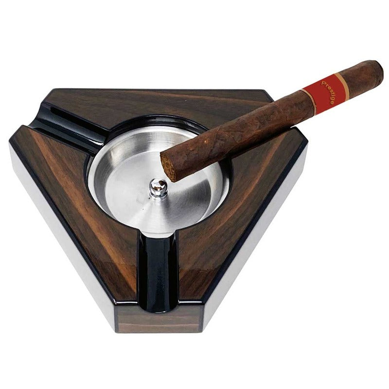 Triangular Dark Maple 3-Rest Ashtray