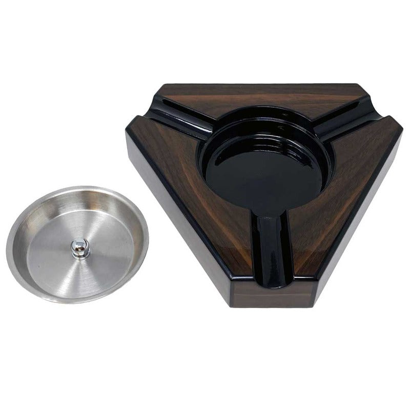 Triangular Dark Maple 3-Rest Ashtray