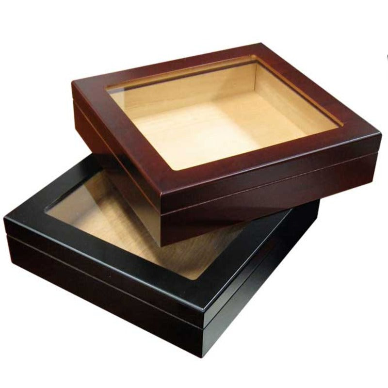 Walnut Glasstop Humidor with Hygrometer