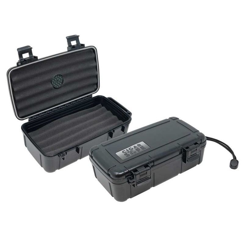 Portable Black Travel Humidor Case with Foam Beds & Humidifier