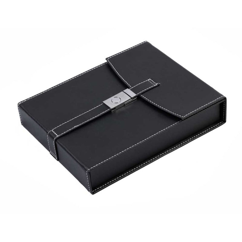 Premium Black Leather Travel Storage Case with Built-in Humidifier