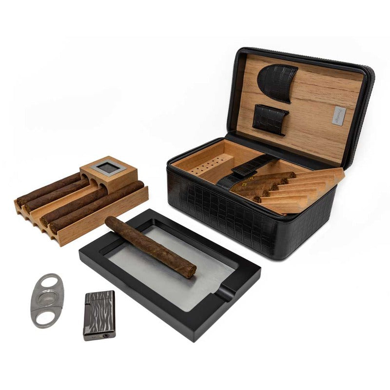 ManhattanXL Luxury Crocodile Leather Humidor Kit