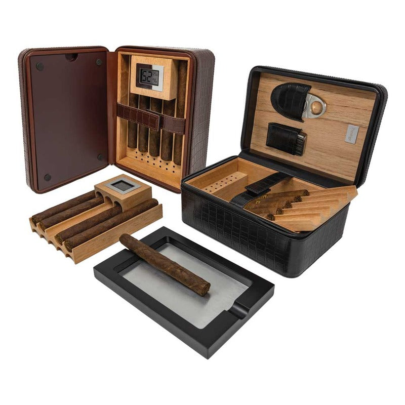ManhattanXL Luxury Crocodile Leather Humidor Kit