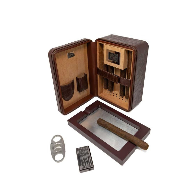 ManhattanXL Luxury Crocodile Leather Humidor Kit
