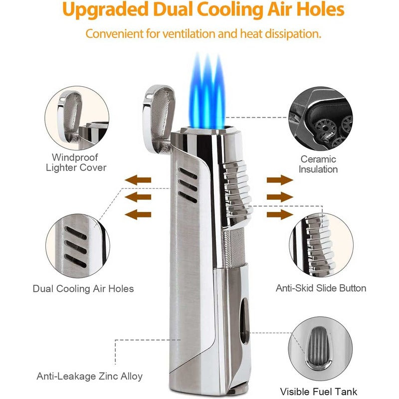 Pinnacle Gunmetal Triple Flame Torch