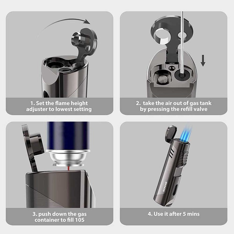 Pinnacle Gunmetal Triple Flame Torch