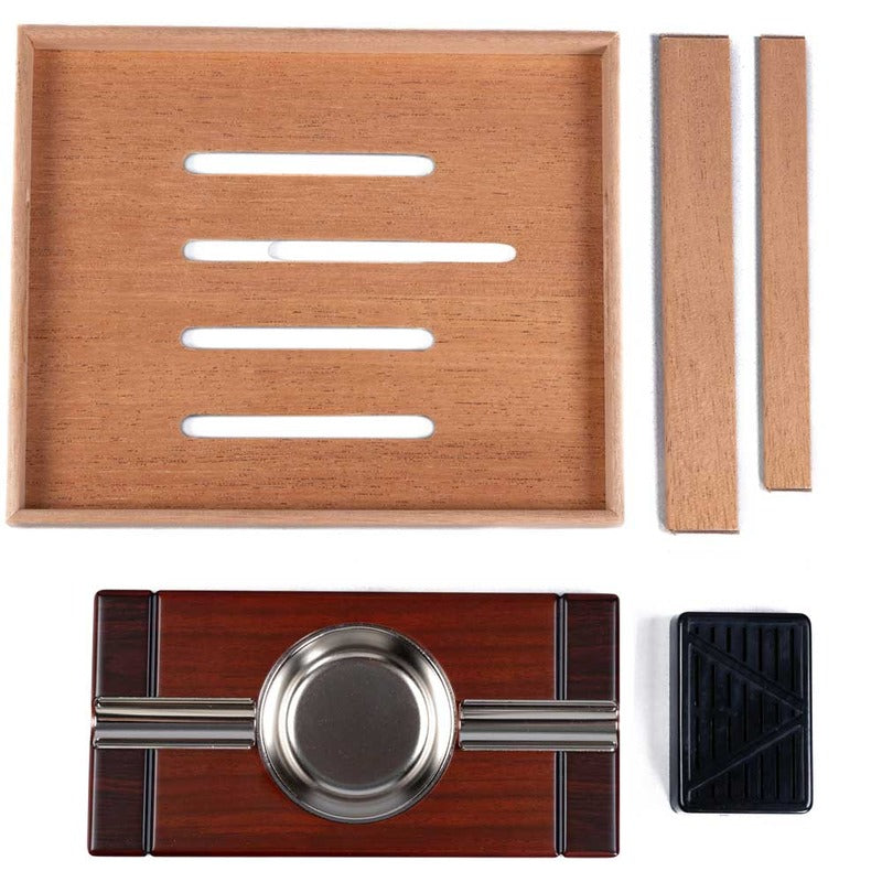 Royal Wood Humidor Set with Matching Ashtray & Hygrometer