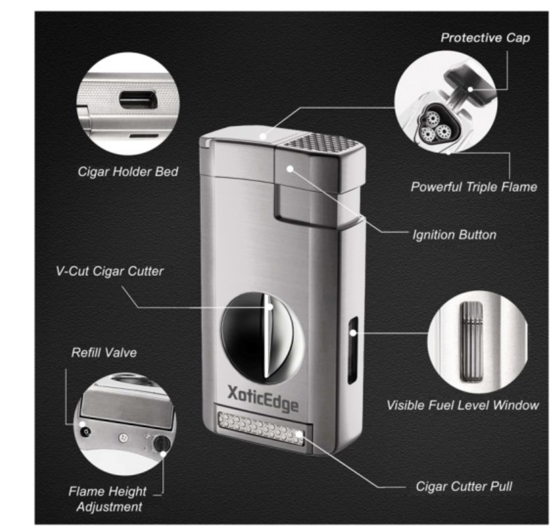 Lumina V-Cut Silver Torch Lighter