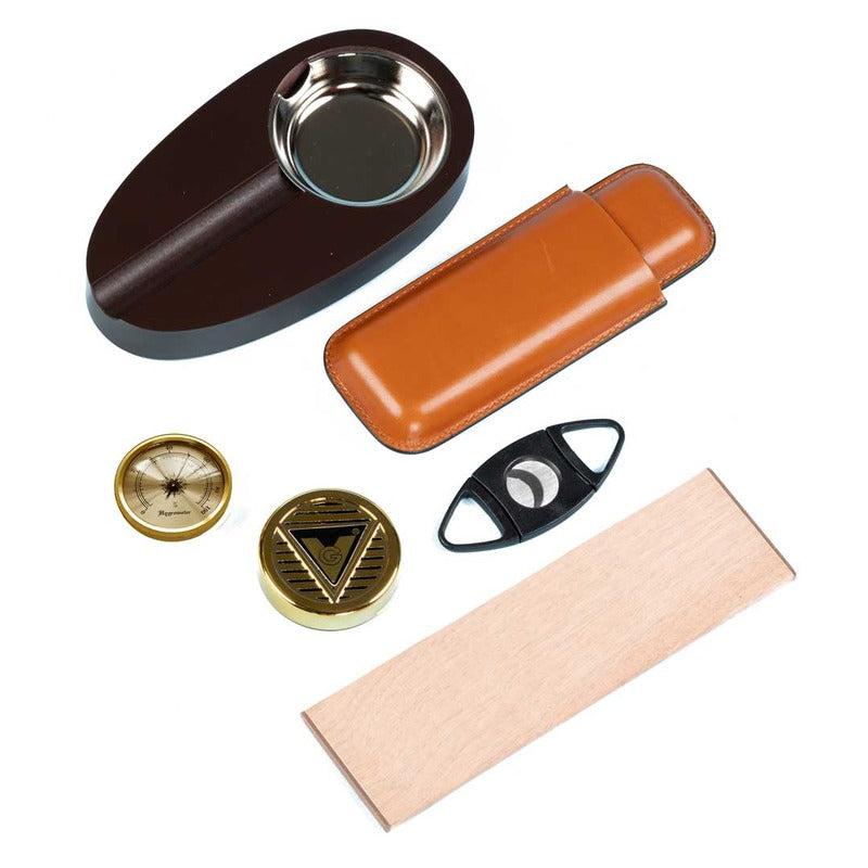 Luxury Cherry Wood Humidor Gift Set with Cutter & Ashtray