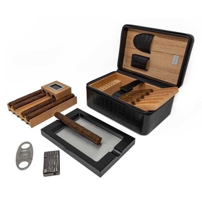 ManhattanXL Luxury Crocodile Leather Humidor Kit