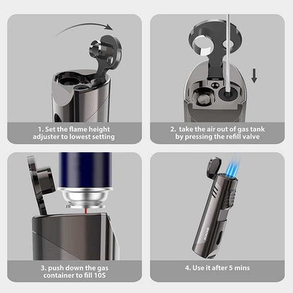 Pinnacle Gunmetal Triple Flame Torch