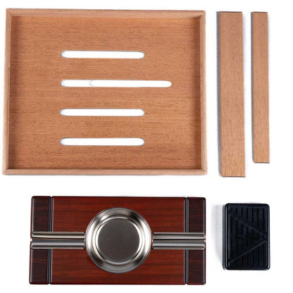 Royal Wood Humidor Set with Matching Ashtray & Hygrometer