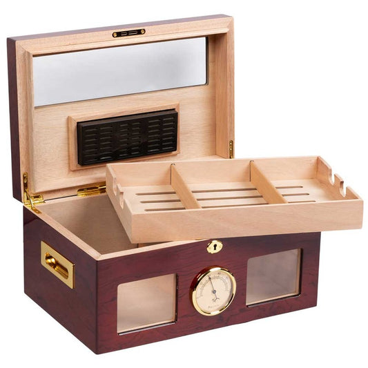 Valencia Luxe Cherry Wood Storage with Beveled Glass